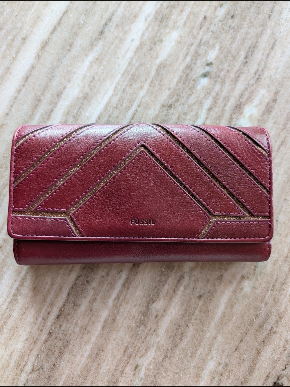 Fossil Women's Burgundy Clutch Wallet